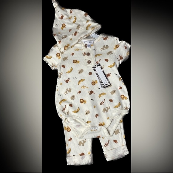 NWT 3 piece set lion, koalas, crocs, monkeys cute onesie matching leggings & hat - Picture 15 of 16